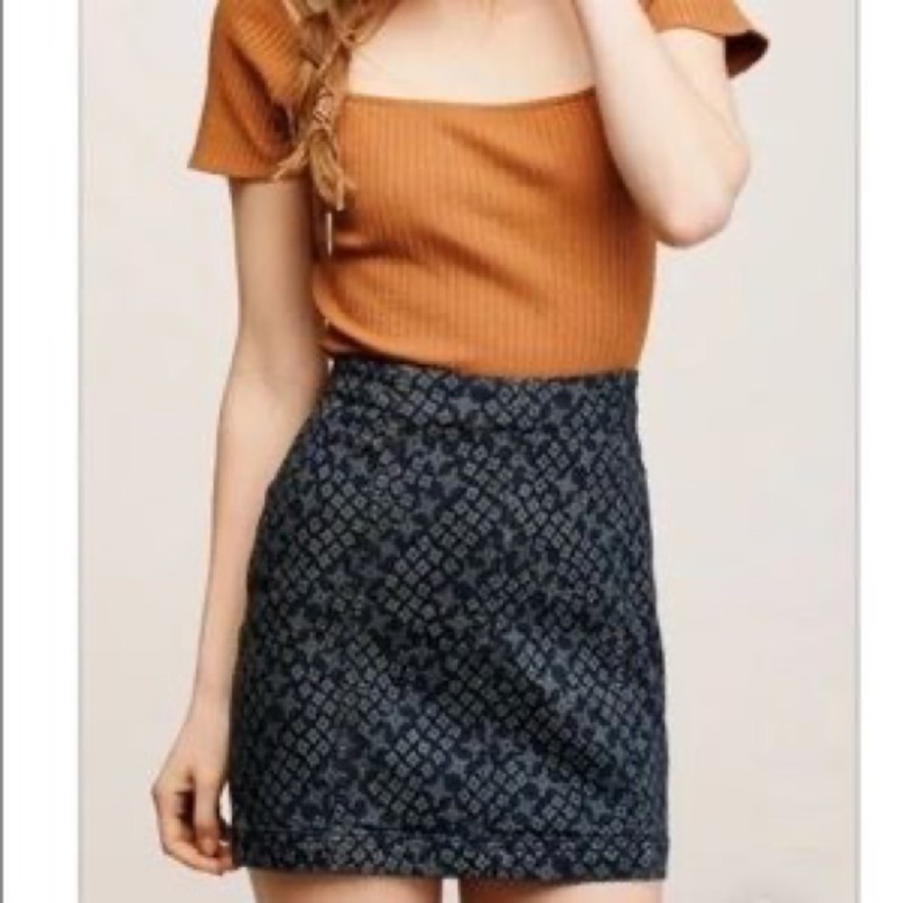 Free People Modern Femme Denim Miniskirt in Indigo Combo